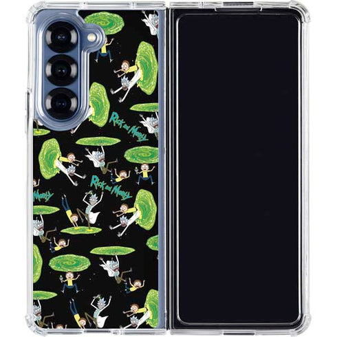 Adult Swim Rick and Morty Portal Pattern Galaxy Z Fold6 Clear Case